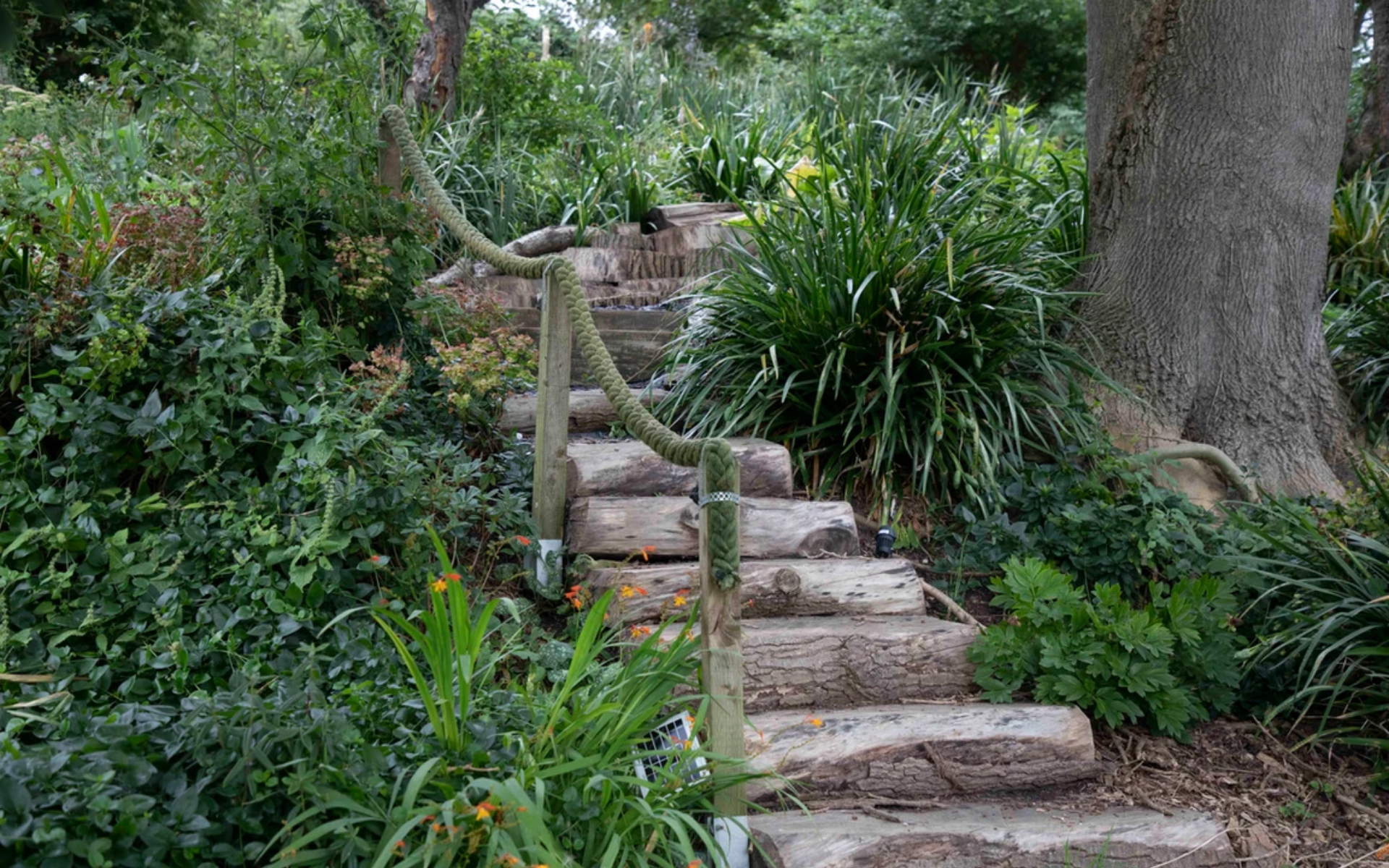 Steps in The Relaxing Gardens at Torside Health and Wellness Retreat